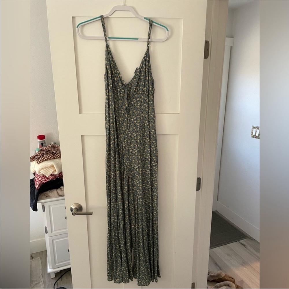 Floral jumpsuit with tie front